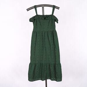 Green Eyelet Lace Tiered Sundress Women's Size 2 PETITE Western Prairie Cottage